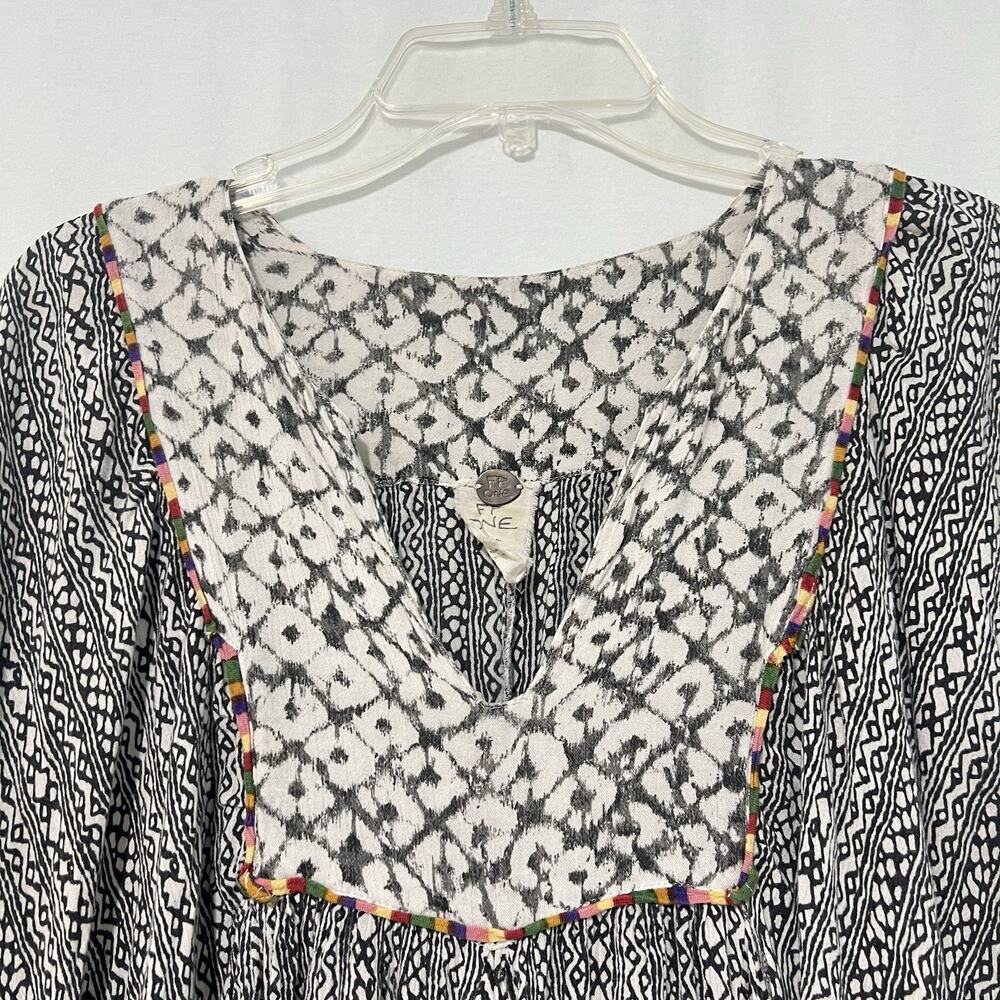Free People One Mix Print Tunic Top Medium Dress Boho Festival Raw Hem Relaxed - Picture 4 of 15
